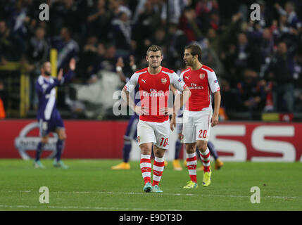 Ottobre 22, 2014 - Anderlecht, Regno Unito - dell'Arsenal Jack Wilshere guarda sconsolato dopo aver 1-0 verso il basso..- la UEFA Champions League - RSC Anderlecht vs Arsenal - Constant Vanden Stock Stadium - Belgio - 22 Ottobre 2014 - Picture David Klein/Sportimage. Foto Stock