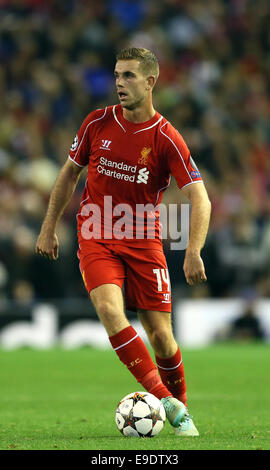 Liverpool, Regno Unito. 22 ottobre, 2014. Jordan Henderson di Liverpool - UEFA Champions League GRUPPO B - Liverpool vs Real Madrid - Anfield Stadium - Liverpool - Inghilterra - 22 Ottobre 2014 - Picture Simon Bellis/Sportimage. © csm/Alamy Live News Foto Stock