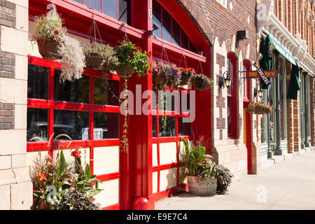 Architettura su Main Street, Rapid City, Black Hills, Dakota del Sud, STATI UNITI D'AMERICA Foto Stock