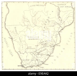 Cartina del Sud Africa con Republik del Sud Africa, Cape Colony, Arancione Freestate, in Rhodesia, ect Foto Stock