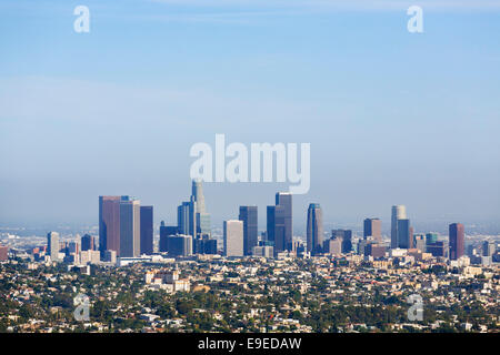 Lo skyline del centro cittadino dall'Osservatorio Griffith, Griffith Park, Los Angeles, California, Stati Uniti d'America Foto Stock