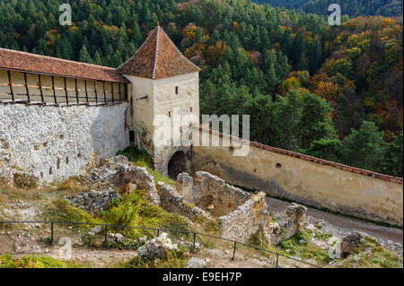 Fortezza Medievale Rasnov, Transilvania, Brasov, Romania Foto Stock