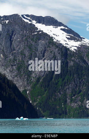 Pura-walled montagne sollevandosi al di sopra di Tracy braccio, a sud-est di Alaska, STATI UNITI D'AMERICA Foto Stock