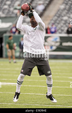East Rutherford, New Jersey, USA. 26 ott 2014. New York getti wide receiver Percy Harvin (16) in azione durante il warm-up prima che il gioco di NFL tra le fatture della Buffalo e il New York getti alla MetLife Stadium di East Rutherford, New Jersey. Credito: Cal Sport Media/Alamy Live News Foto Stock