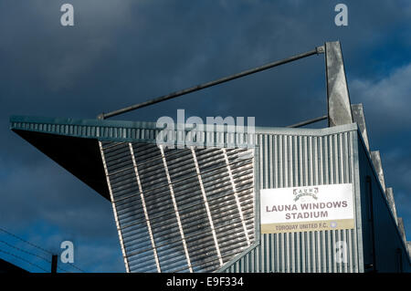 Launa windows stadium,Torquay united football club,primo team manager,football manager,launa windows stadium,Torquay Regno foo Foto Stock