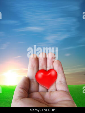 Cuore rosso sul lato Foto Stock