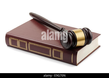 Martelletto e libro Foto Stock