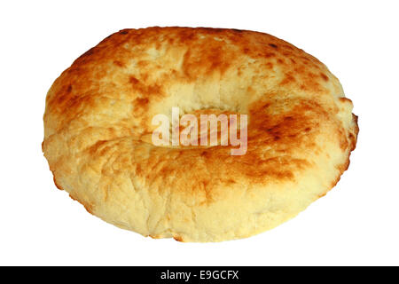 Caucasian pane pita su sfondo bianco Foto Stock