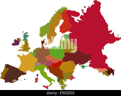 Mappa di Europa Foto Stock