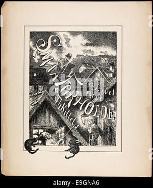 Questa immagine è una caricatura di Theodor Kittelsen, parte della sua collezione "fra Livet i de smaa Forholde". Riflette la vita sociale norvegese con disegni umoristici, offrendo una visione dell'esplorazione artistica di Kittelsen delle situazioni quotidiane. Foto Stock