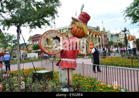 Decorazioni di Zucca di Halloween presso il Regno Magico di Disney,Orlando in Florida. Foto Stock