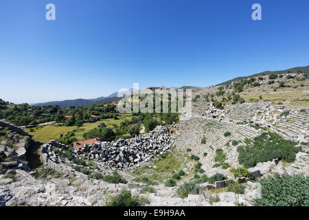 Antico Teatro Romano, Selge, Pisidia, Köprülü Canyon National Park, Provincia di Antalya, Turchia Foto Stock