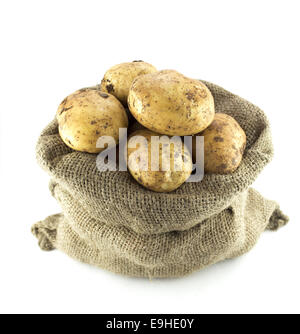 Le patate in una sacca di tela Foto Stock