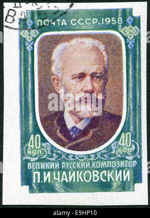 Unione Sovietica - 1958: mostra Pyotr Ilyich Tchaikovsky (1840-1893), pianista e violinista Foto Stock