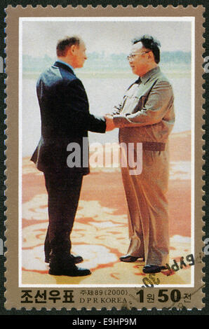 Corea del Nord - 2000: mostra a Kim Jong Il e il Presidente Putin, visita di Kim Jong Il in Russia Foto Stock