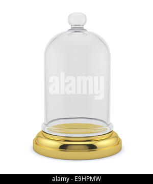 3D render di campana dorata con tappo di vetro isolato su sfondo bianco Foto Stock