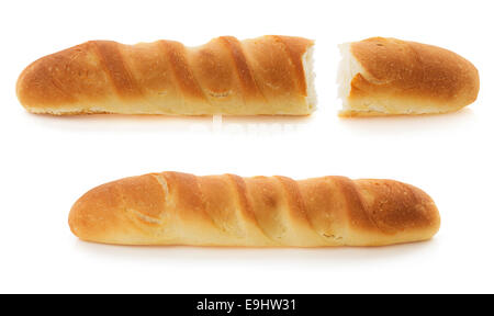 Pane francese isolati su sfondo bianco Foto Stock