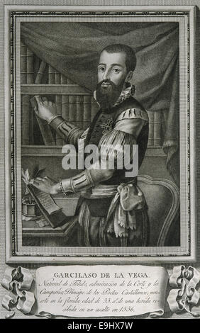 Garcilaso de la Vega (1501-1536). Soldato spagnolo e poeta. Incisione. Foto Stock
