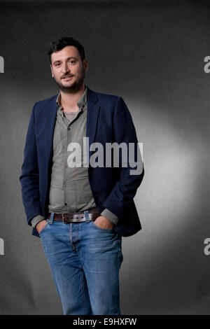 James Ley, drammaturgo e produttore di teatro, al Edinburgh International Book Festival 2014. Edimburgo, Scozia. Foto Stock