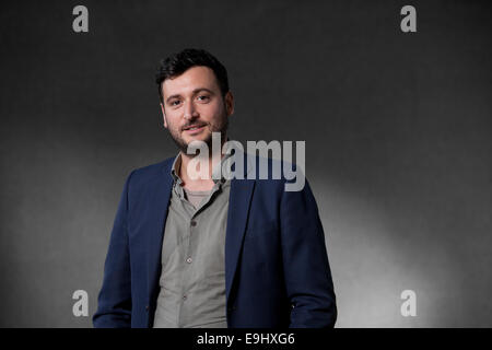 James Ley, drammaturgo e produttore di teatro, al Edinburgh International Book Festival 2014. Edimburgo, Scozia. Foto Stock