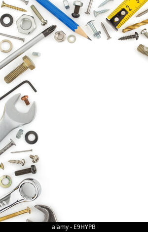 Gli strumenti hardware isolato su sfondo bianco Foto Stock