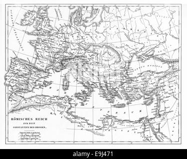 Le illustrazioni incise di una mappa di impero romano dalla enciclopedia iconografico della scienza, letteratura e arte, pubblicato nel 1851 Foto Stock