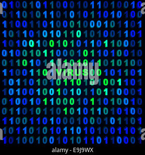 Blu e verde sullo sfondo binario - Virus Foto Stock