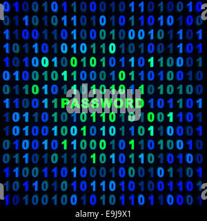 Blu e verde sullo sfondo binario - Password Foto Stock