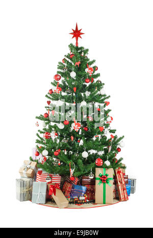 Bellissimo albero di natale isolato su sfondo bianco - studio shot Foto Stock