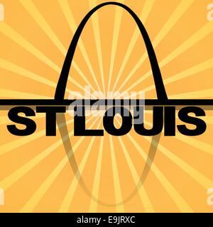 Gateway Arch St Louis riflesso con sunburst illustrazione vettoriale Illustrazione Vettoriale