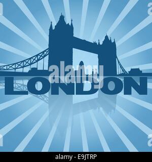 Il Tower Bridge di Londra sulla blue sunburst illustrazione Illustrazione Vettoriale