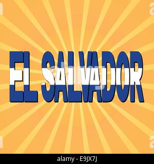 El Salvador bandiera testo con sunburst illustrazione Illustrazione Vettoriale