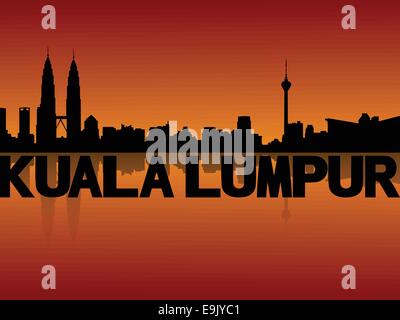 Kuala Lumpur riflesso skyline al tramonto illustrazione vettoriale Illustrazione Vettoriale