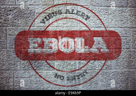 Immagine composita del virus ebola timbro di avviso Foto Stock