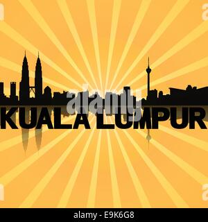 Kuala Lumpur skyline riflesso con sunburst illustrazione vettoriale Illustrazione Vettoriale