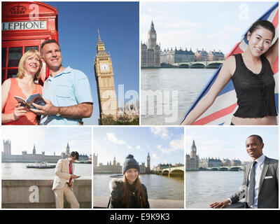Collage di persone in vacanza a Londra Foto Stock