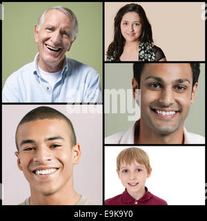 Collage di multi-etnico persone sorridenti Foto Stock