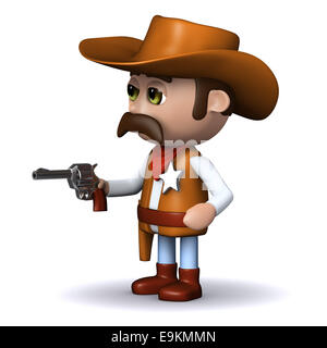 3D render di un cowboy disegno la sua pistola Foto Stock