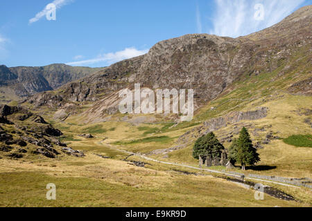 Il Watkin percorso di Mount Snowdon in Cwm LLan nelle montagne del Parco Nazionale di Snowdonia, Gwynedd, il Galles del Nord, Regno Unito, Gran Bretagna Foto Stock