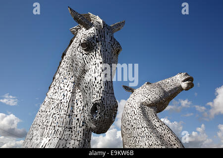 Il Kelpies sculture a Falkirk, Scozia, progettato da Andy Scott. Foto Stock