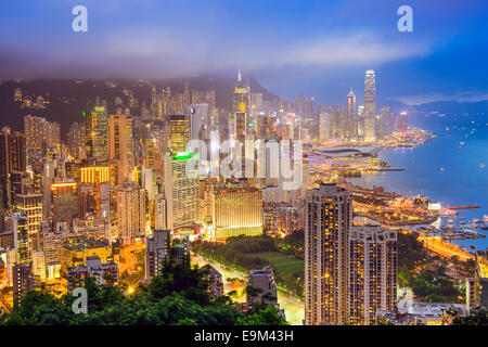 Hong Kong Cina skyline della città da Braemer Hill. Foto Stock