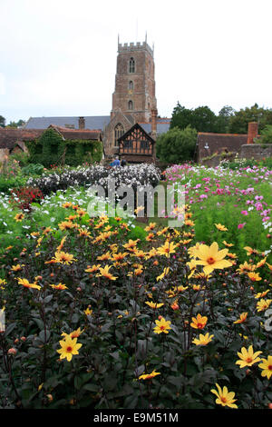 Il giardino da sogno in Dunster e St George 's Chiesa dietro Foto Stock