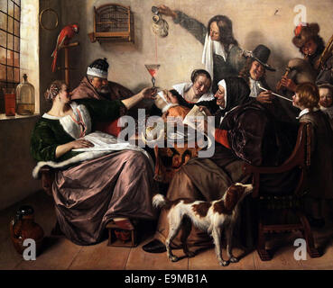 Jan Steen.'' come la vecchia cantare,tubo così il giovane''.c.1665.Jan Steen 1625-1679. Foto Stock