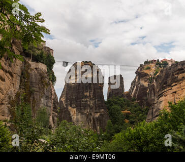 Funivia tra monasteri Meteora Foto Stock