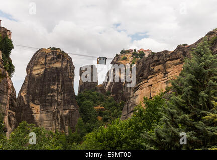 Funivia tra monasteri Meteora Foto Stock