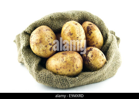 Le patate in una sacca di tela Foto Stock