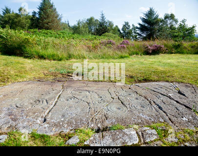 Cup e marchi ad anello su una pietra vicino Cairnbaan in Scozia Foto Stock
