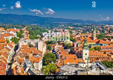 Zagabria, la capitale della Croazia vista aerea Foto Stock