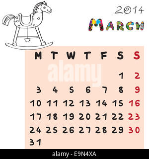 Horse Calendario Marzo 2014 Foto Stock
