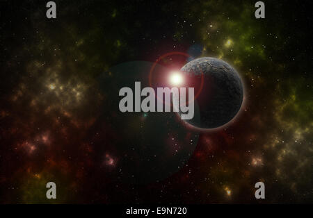 Sfondo colorato di uno spazio profondo di campo stella e pianeta Foto Stock